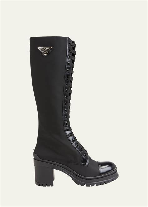 prada knee high boot|prada lace up combat boots.